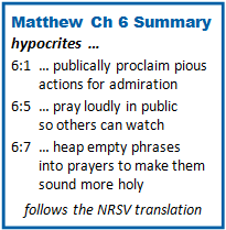 Matthew 6:1, 5, and 7