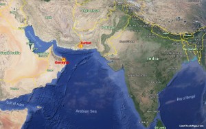 Map showing Turbat and Qurayat